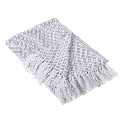 DII Manta Decorativa de Algodón con Flecos 50 x 60 Pulgadas - 50x60" - Gris