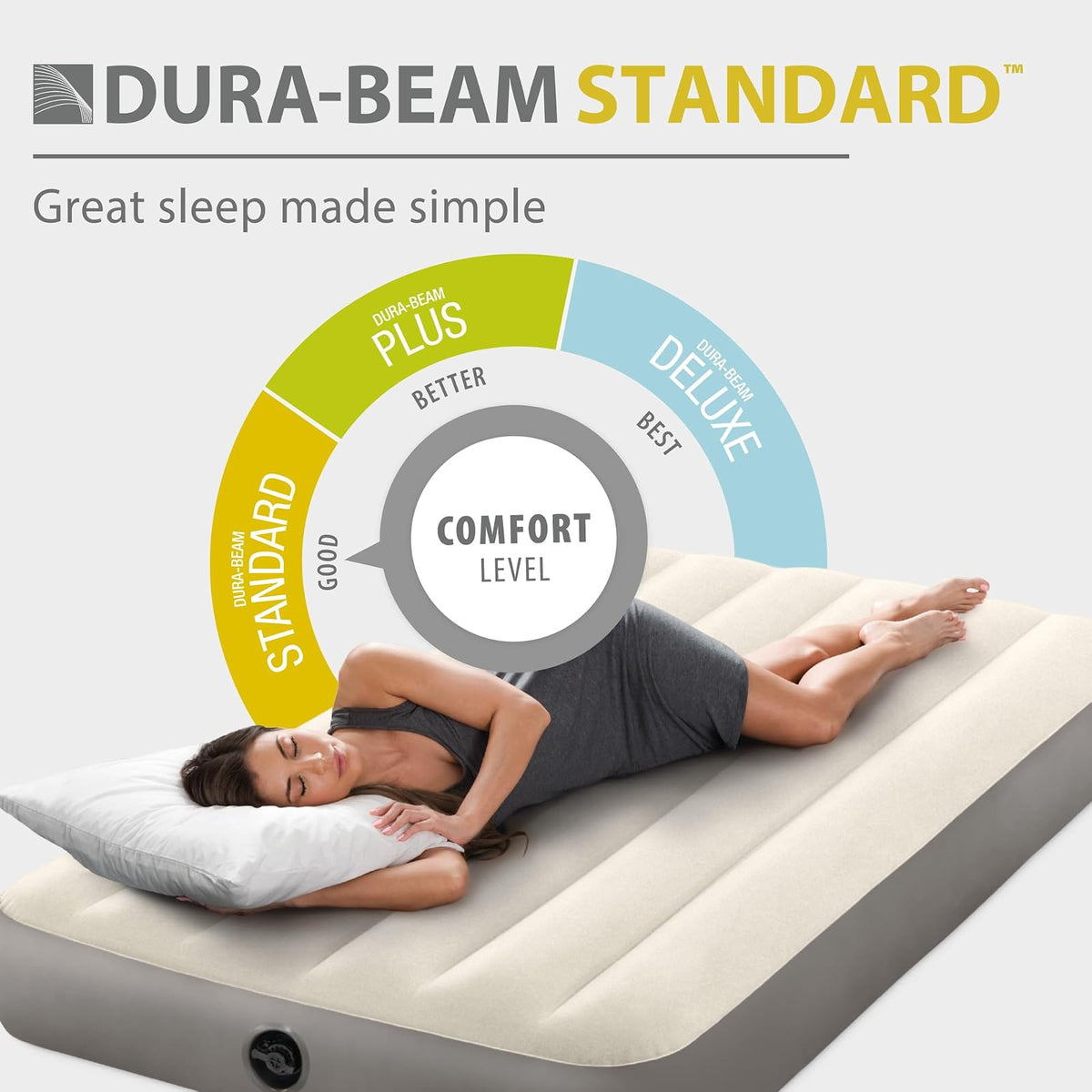 Intex Dura-Beam Colchón Individual Inflable, Serie estándar, Simple y Alta