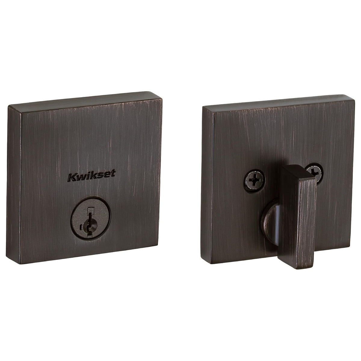 Kwikset Cerrojo de Seguridad SmartKey, Cilindro Sencillo, Varios Acabados - 0.5" x 2.63" x 2.63" - Bronce veneciano