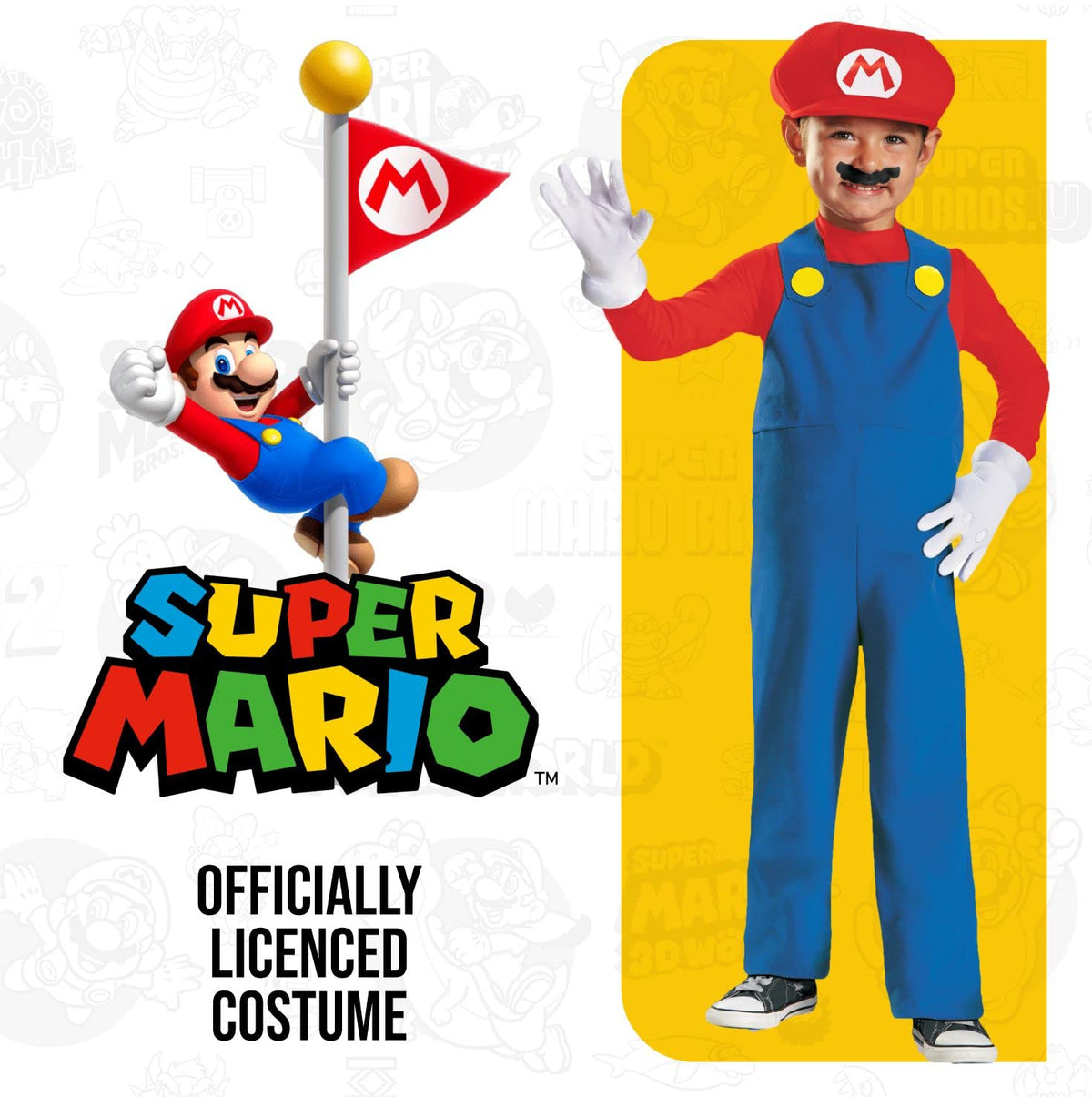 Disguise - Disfraz de Mario para niños pequeños de Super Mario Brothers de Nintendo, talla media/3T-4T