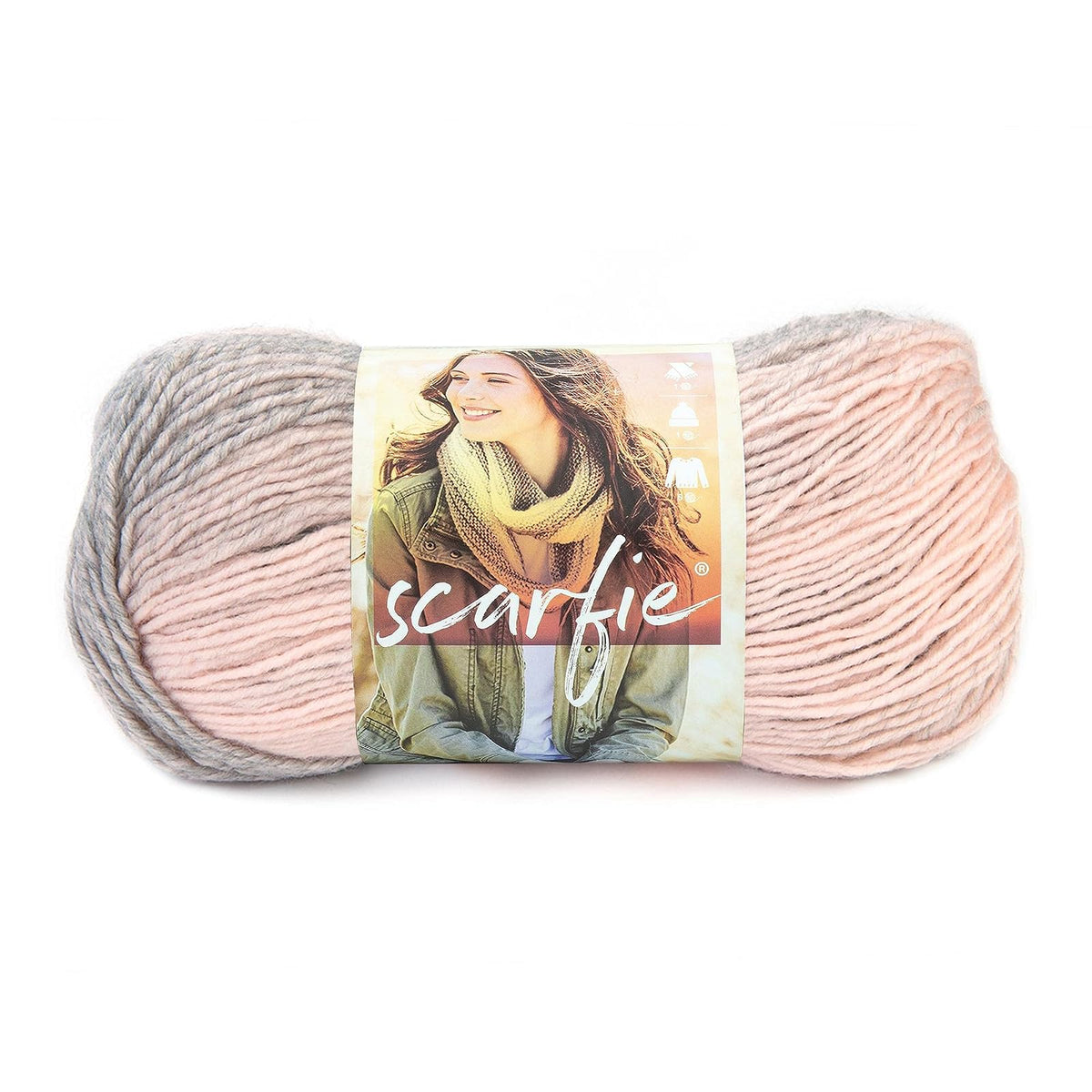 Lion Brand Scarfie Estambre Grueso Ombré, Crema/Gris Topo - Rosa - Plata