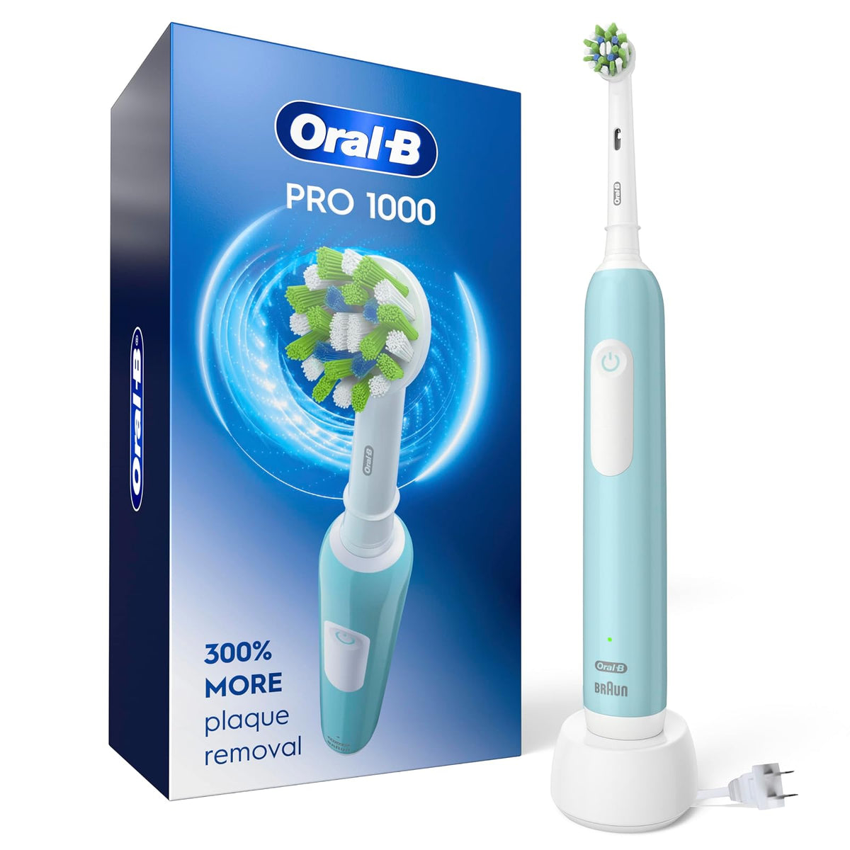 Oral-B Pro 1000 CrossAction Cepillo Dental Eléctrico Rosa - 1 Count (Pack of 1) - Forro Polar Verde Con Licencia Oficial de Star Wars Silent One Crew.