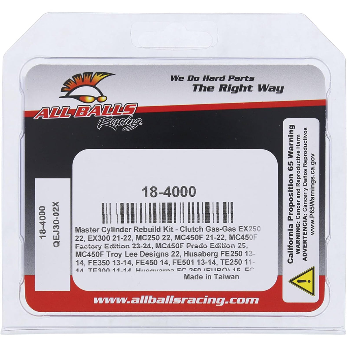 All Balls Racing 18-4000 Kit de reconstrucción de cilindro maestro compatible con/reemplazo para Husaberg FE250 2013-2014