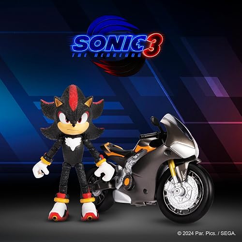 Jakks Pacific - Sonic 3 Movie Figura de 5″ con Vehículo (Motocicleta) – Personaje Articulado con Detalles Cinematográficos para Fans Desde 3 Años