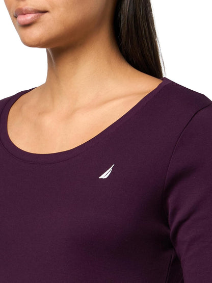 Nautica - Playera de algodón de Manga Larga para Mujer