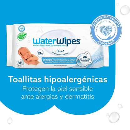 WATERWIPES, Toallitas Húmedas Originales para Bebés, Limpieza y Comodidad, Hipoalergénicas, 9 Paquetes Incluidos
