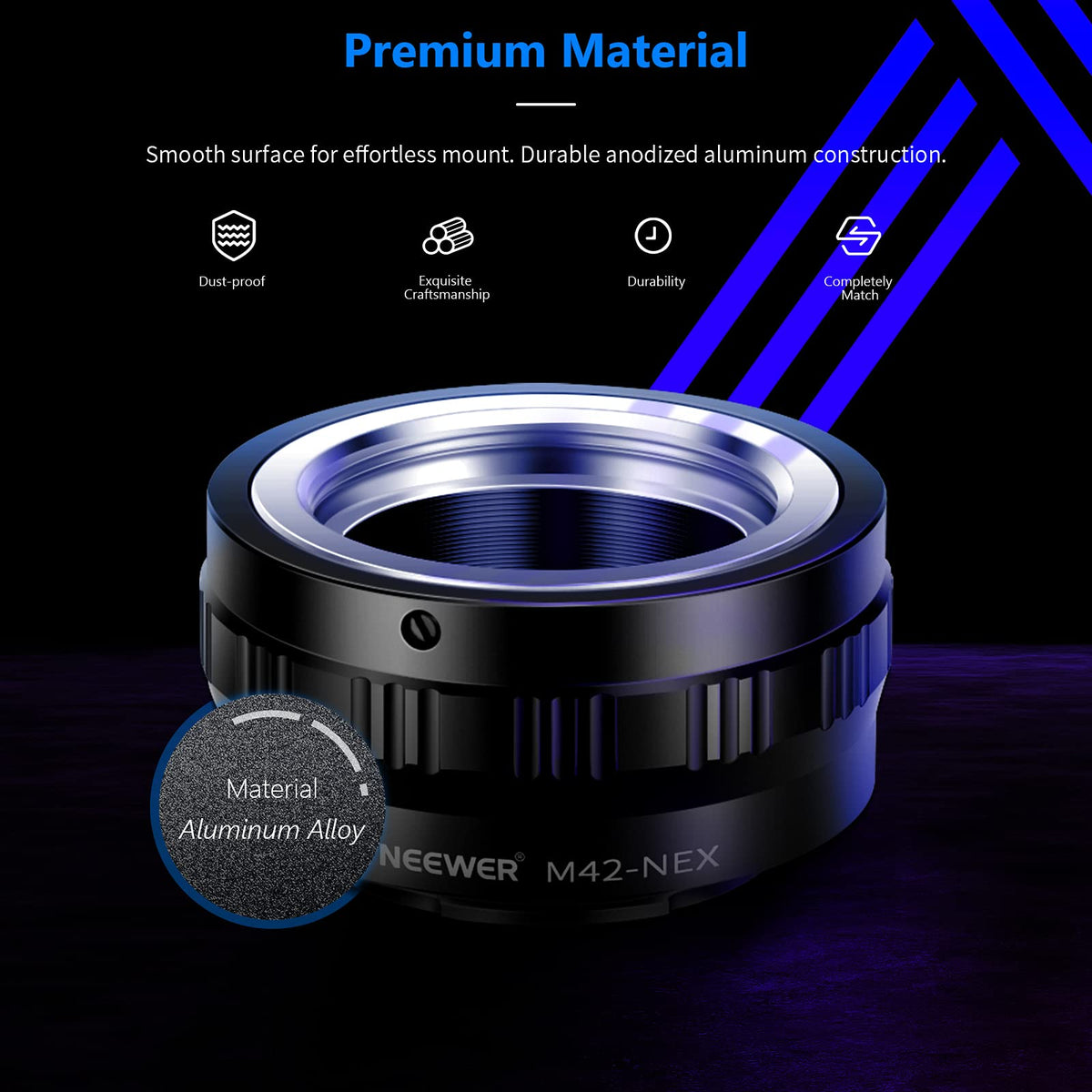 NEEWER Lens Mount Adapter for M42 Lens to Sony NEX E-Mount Camera,Fits Sony A7 A7S/A7SII A7R/A7RII A7II A3000 A6000 A6300 NEX-3 NEX-3C NEX-5 NEX-5C NEX-5N NEX-5R NEX-6 NEX-7 NEX-VG10/20