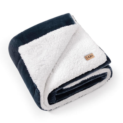 UGG Nita Manta Reversible de Felpa para Sofá o Cama - 50 inches x 70 inches - Azul