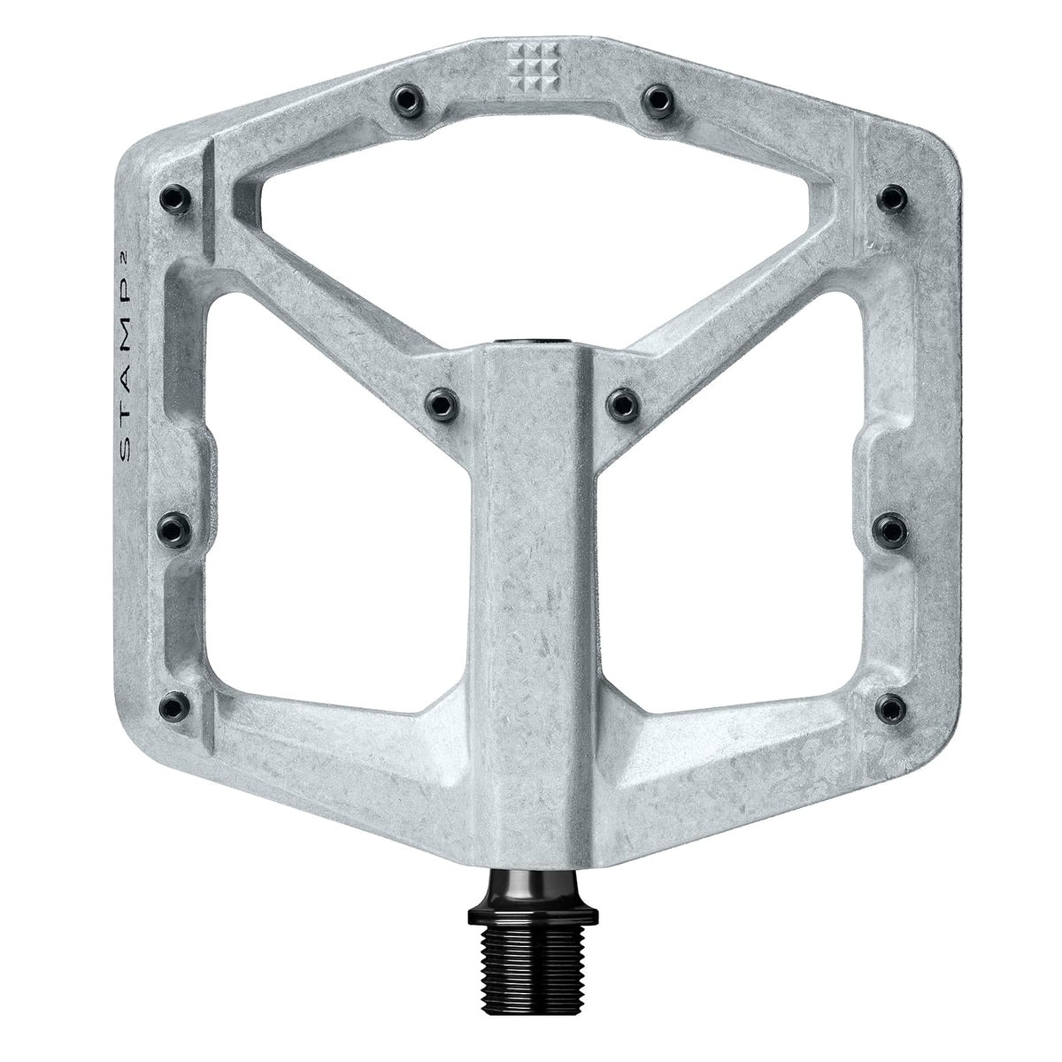 Crankbrothers Stamp Flat BMX/MTB Bike Pedal - Platform Bicycle Pedal, Minimal Profile, Adjustable Grip - Sello 2 - G - Crudo y plateado