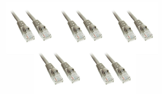 C&E Cat5e 50-Foot Snagless/Molded Boot Ethernet Crossover Cable, Grey, Pack of 5 (CNE54374)