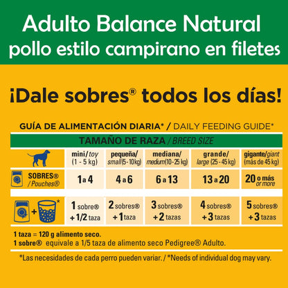Pedigree - Sobres para Perro Balance Natural, Sabor Pollo en Filetes, con Ingredientes Naturales, Proteínas y Fibra, 24 Sobres, 100g c/u