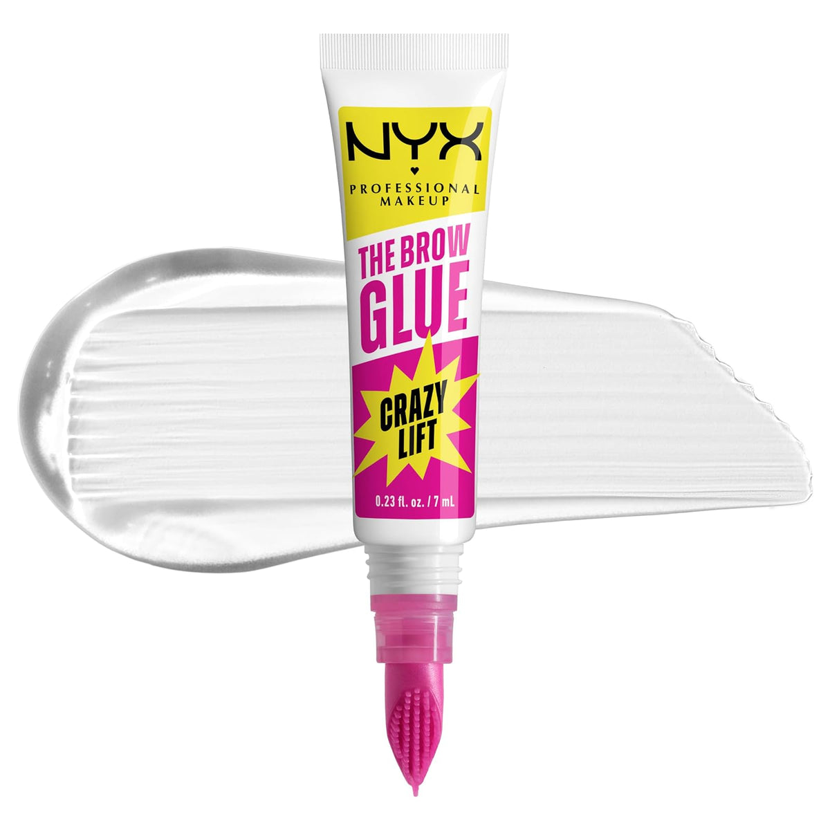 NYX Professional Makeup The Brow Glue Crazy Lift, Gel de Cejas con fijación extrema por 24H, efecto laminado, cepillo integrado para precisión, 7ml - (Transparente)
