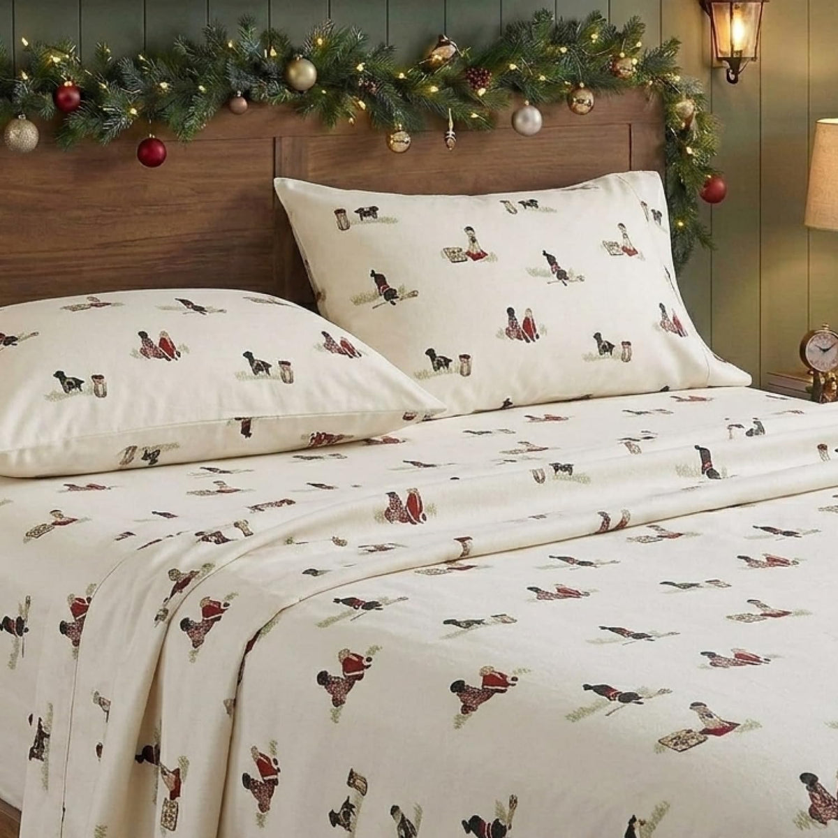 Eddie Bauer - Juego de sábanas Queen, Ropa de Cama de Franela de algodón cálido y Transpirable con Bolsillos Profundos, Cepillado para Mayor suavidad, acogedora decoración del hogar, Certificado