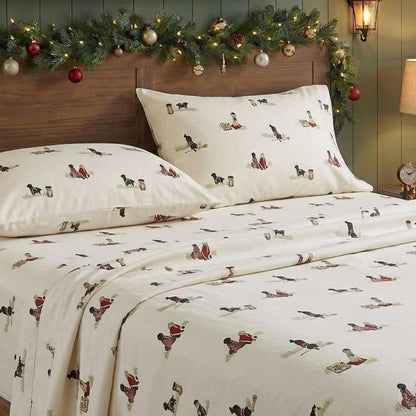 Eddie Bauer - Juego de sábanas Queen, Ropa de Cama de Franela de algodón cálido y Transpirable con Bolsillos Profundos, Cepillado para Mayor suavidad, acogedora decoración del hogar, Certificado