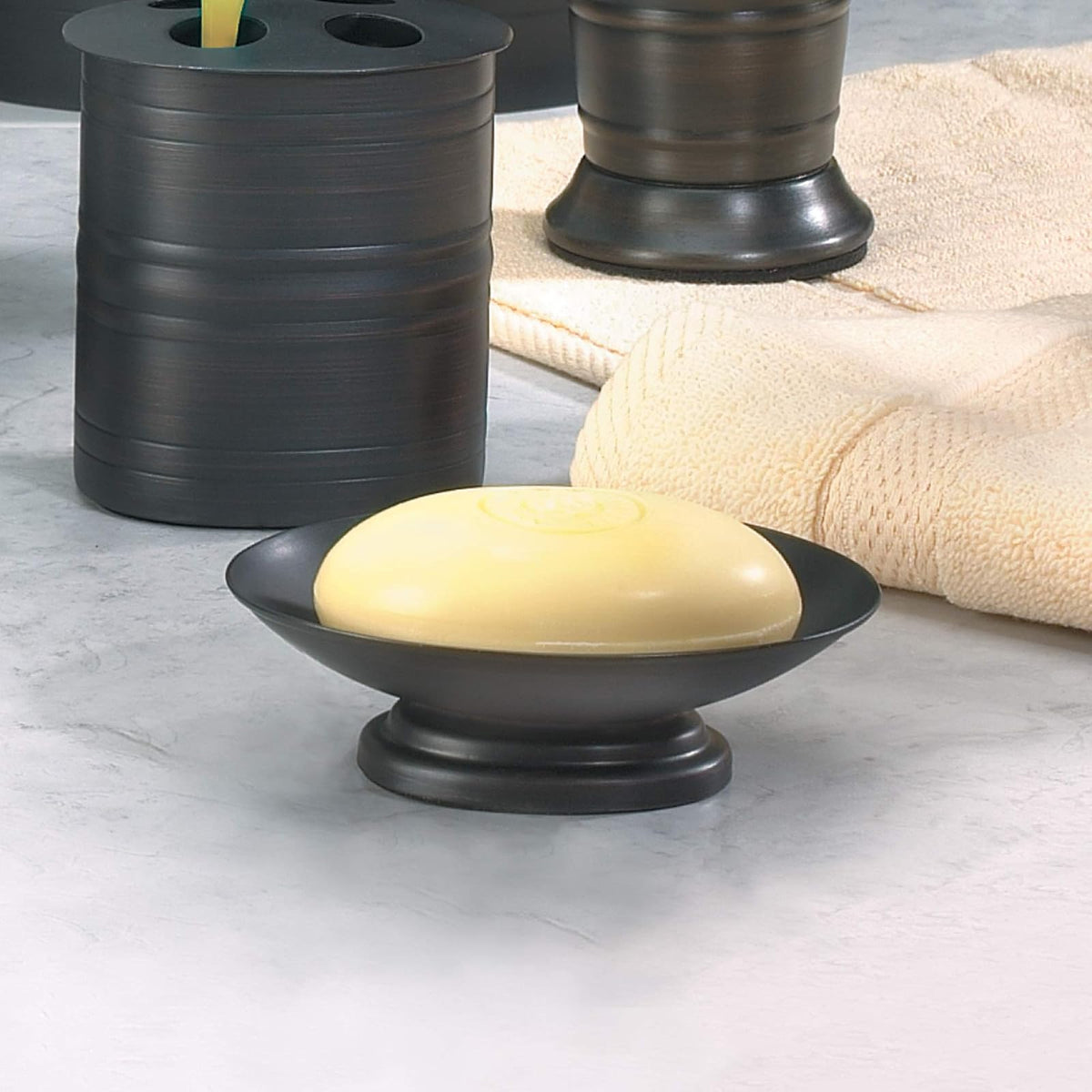 nu steel Nusteel Bogart - Jabonera para Barra para mostrador de baño, Ducha, esponjas de Cocina, fregadores, Bronce aceitado