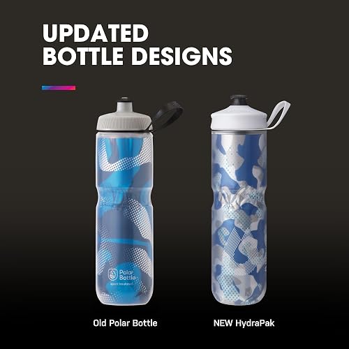 HydraPak - Botella polar - Botella de agua polar con aislamiento deportivo - Sin BPA, botella de deporte y bicicleta con mango (morado pulso, 600 ml / 20 onzas)