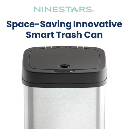 Ninestars DZT-12 – 5 Dormitorio o baño automático sin contacto con sensor de movimiento por infrarrojos, 11.4 l, base de acero inoxidable (rectángulo, tapa negra)