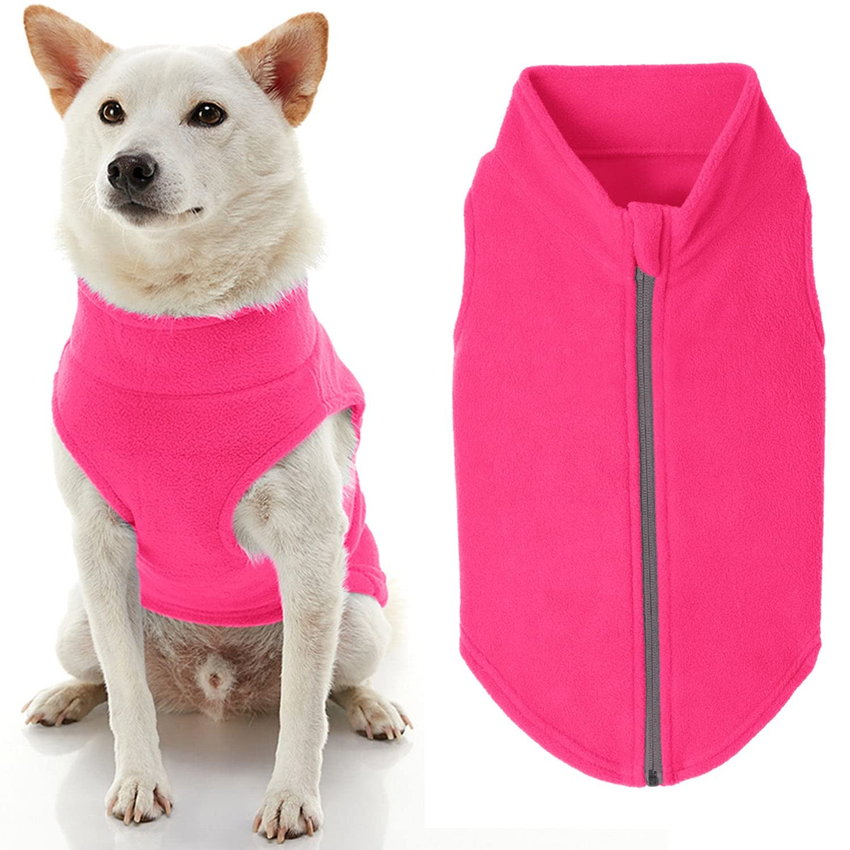 Gooby Suéter de Forro Polar con Cremallera para Perro - 3X-Large chest (~28.5") - Rosado