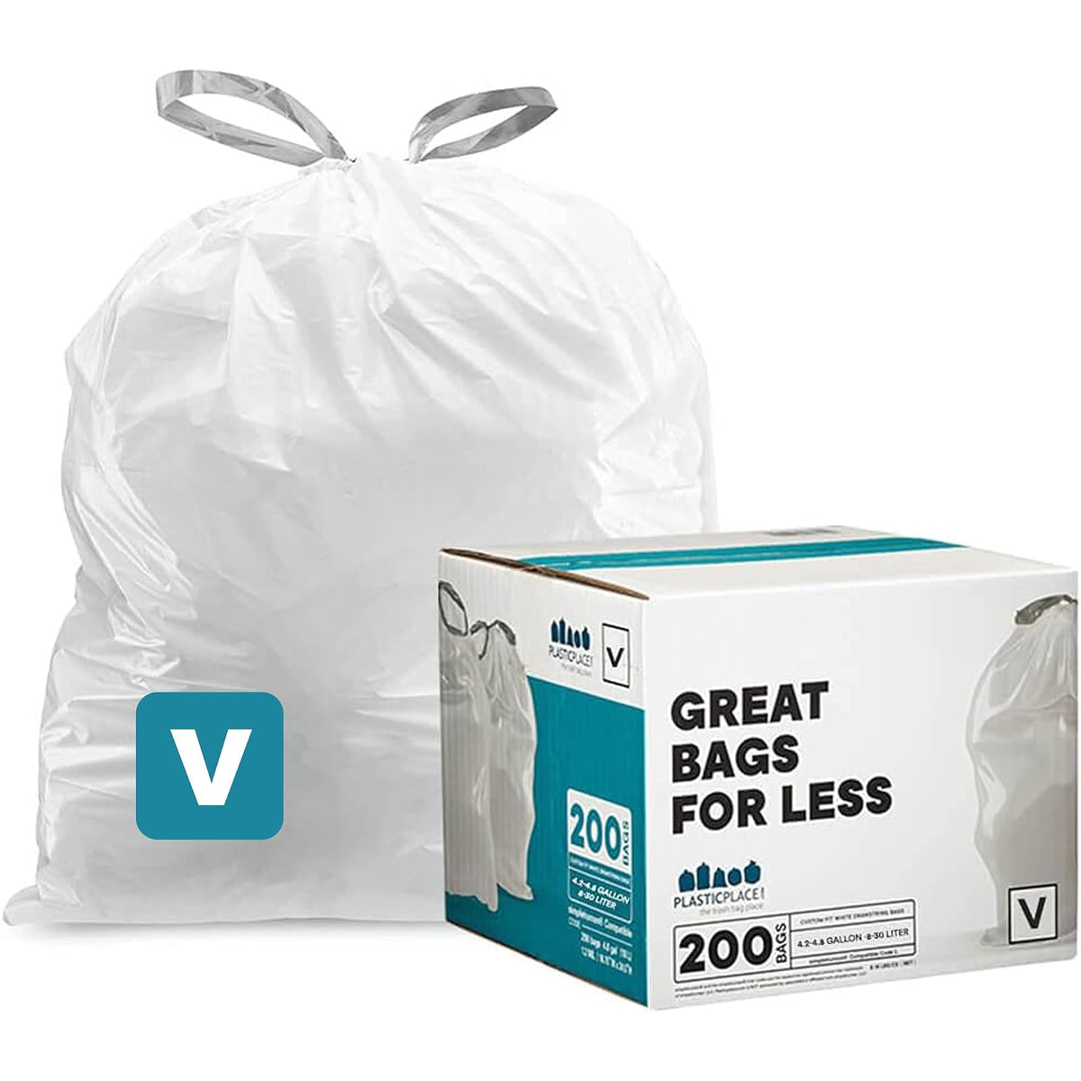 Plasticplace Bolsas de Basura Código M, 200 Piezas, 45 Litros - 200 Count (Pack of 1) - Código V