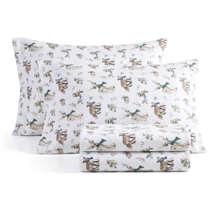 Eddie Bauer - Juego de sábanas Queen, Ropa de Cama de Franela de algodón cálido y Transpirable con Bolsillos Profundos, Cepillado para Mayor suavidad, acogedora decoración del hogar, Certificado