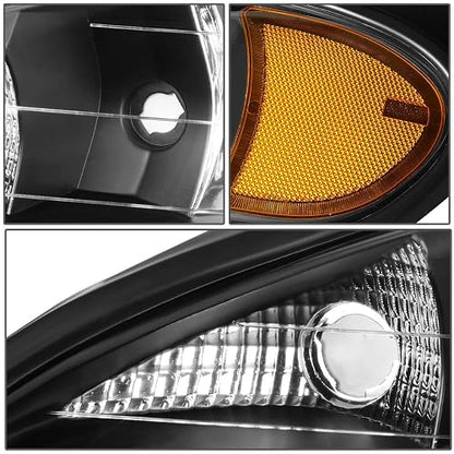 DNA Motoring HL-OH-PGAM99-BK-AM Faros Delanteros Halógeno Ámbar Negro para Pontiac Grand Am