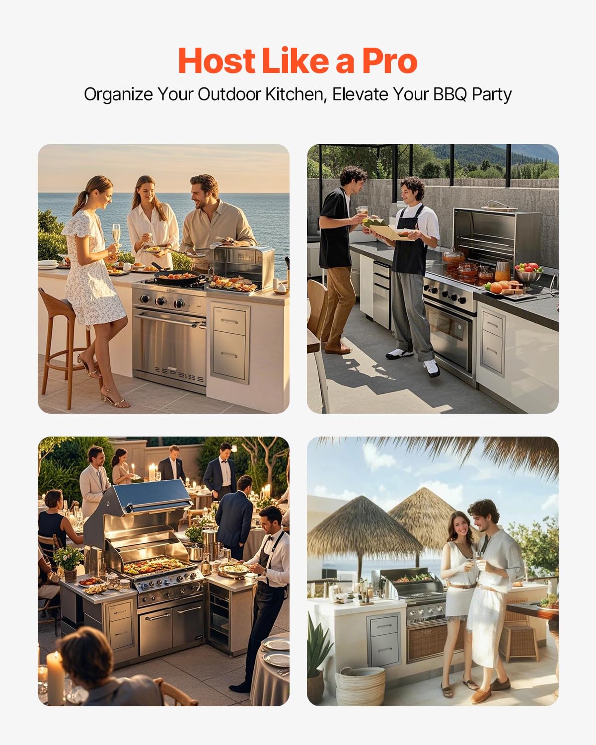 Mophorn Cajones de acero inoxidable de doble acceso, con mango de acero inoxidable, para cocinas al aire libre o parrilla, 33 cm de ancho x 51,8 cm de alto x 52,8 cm de profundidad