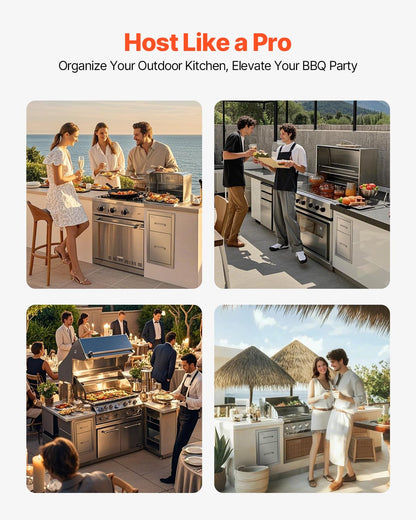 Mophorn Cajones de acero inoxidable de doble acceso, con mango de acero inoxidable, para cocinas al aire libre o parrilla, 33 cm de ancho x 51,8 cm de alto x 52,8 cm de profundidad