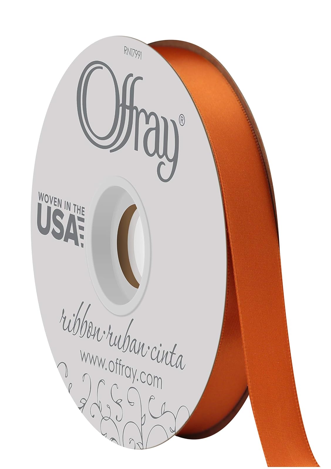 BERWICK Offray Craft Cinta de satén de Doble Cara, 7/20.3 cm de Ancho por 20-Yard Carrete, Blanco Antiguo, Burnt Sienna, 5/8 Inch x 50 Yard, 1 - Burnt Sienna - 5 - 8 Inch x 50 Yard