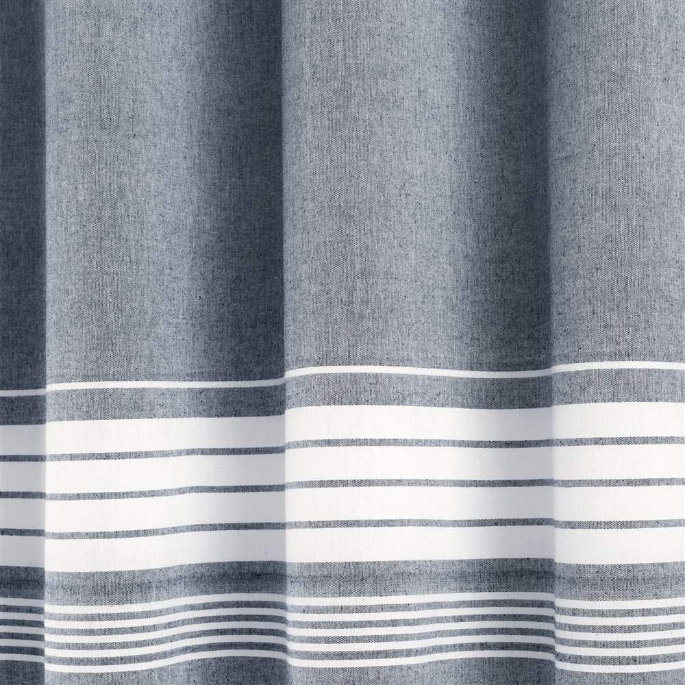 Lush Decor, Navy Nantucket - Cortina de Ducha con Flecos de algodón teñido, 72 x 72 Pulgadas, 72 x 72 Pulgadas