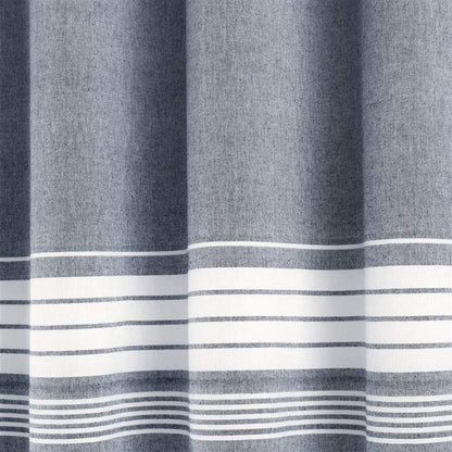 Lush Decor, Navy Nantucket - Cortina de Ducha con Flecos de algodón teñido, 72 x 72 Pulgadas, 72 x 72 Pulgadas