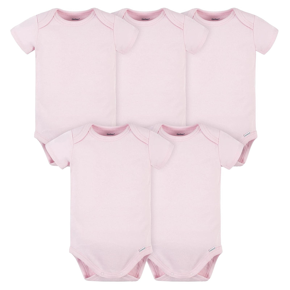 Gerber Mamelucos para Bebé Unisex, Paquete de 5, Algodón 180 g/m² - 18 Meses - Rosa claro