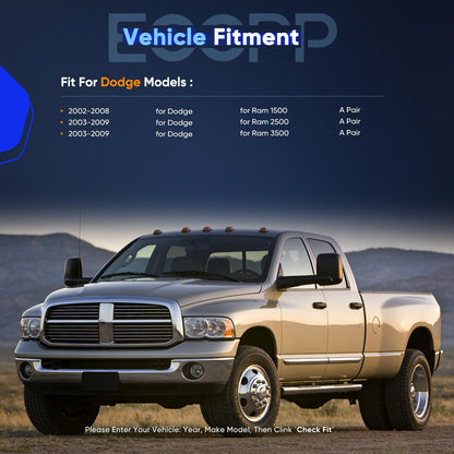 ECCPP Espejos de Remolque para Dodge Ram 1500/2500/3500 2003-2008, Negro, con Calefacción, 050264