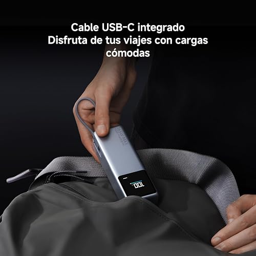 XIAOMI PowerBank 10000mAh 165W, Carga rápida, Gris | USB-C Integrado + USB-C, Cargador Portátil, Pantalla Inteligente TFT, 9Capas de Seguridad, Control de temperatura inteligente