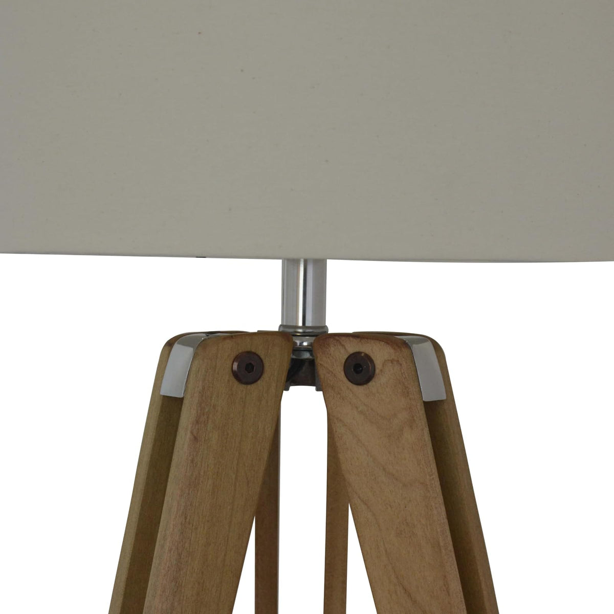 LUZERNA CM-0278 Lámpara de mesa Kepler Madera: Poplar Olmo, Tela: Manta Sueca, Metal: Brillante, 67 x 26 x 67 cm