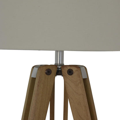 LUZERNA CM-0278 Lámpara de mesa Kepler Madera: Poplar Olmo, Tela: Manta Sueca, Metal: Brillante, 67 x 26 x 67 cm