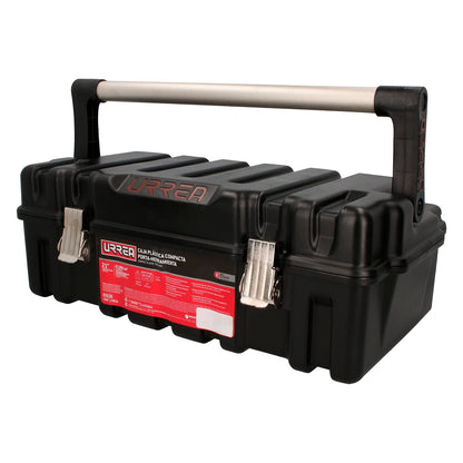 Urrea Caja Portaherramientas Plástica con Charola - Compacta - 21" x 11" x 7" - Tapa negra
