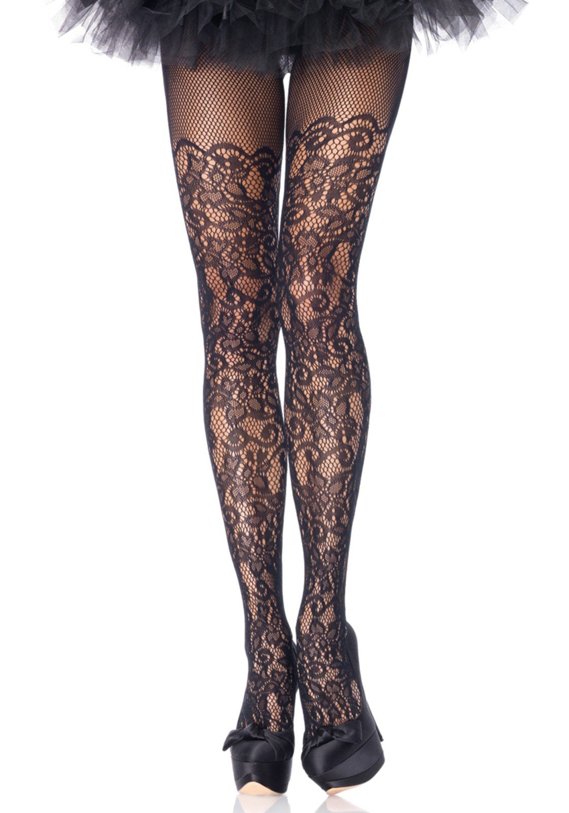 Leg Avenue Mallas de encaje vintage para mujer