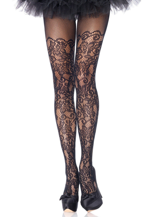 Leg Avenue Mallas de encaje vintage para mujer