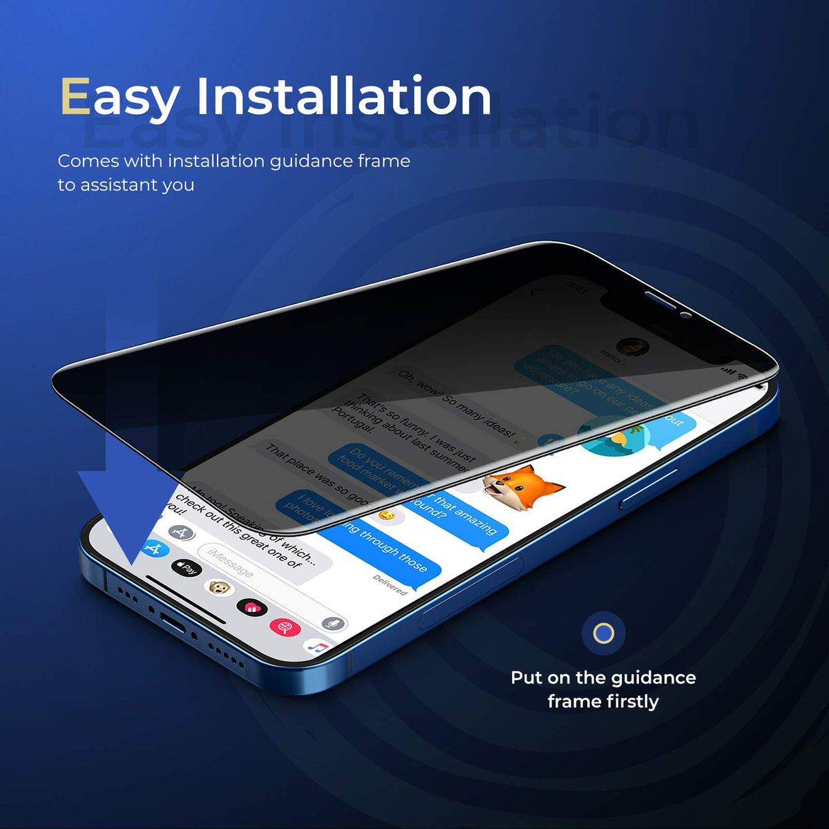 ORIbox Protector de visualización de vidrio de privacidad para iPhone 12 Pro Max, 2 paquetes de protectores de visualización de vidrio templado antiburbujas Anty-Spy