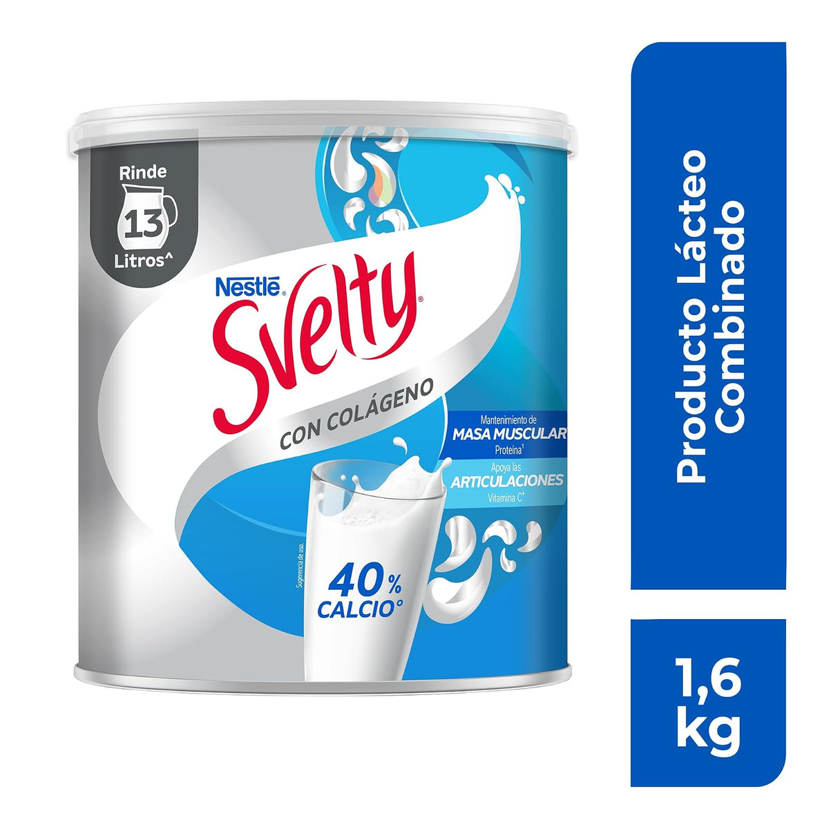 Svelty con Colágeno Adicionado de Fibra, Proteína, Vitamina C y Calcio, Lata de 1.6 kg