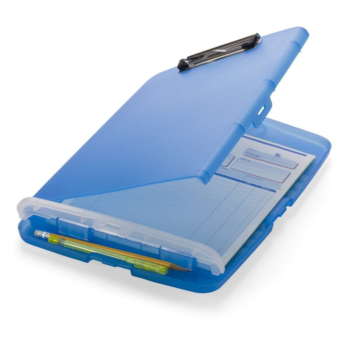 Officemate 83304 Slim Clipboard Storage Box, Translucent Blue