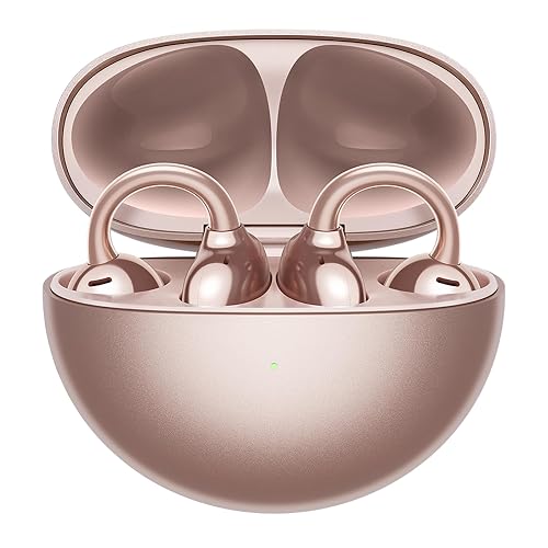 HUAWEI FreeClip, Audífono Inalámbricos, iOS y Android, Oro Rosa | Diseño estético Innovador, hasta 36h de Batería, Cancelación de Ruido en Llamadas por IA, Resistencia IP54