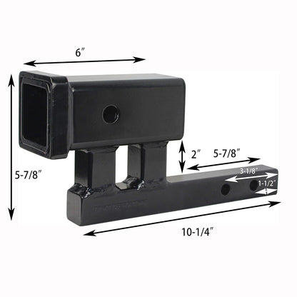 MaxxHaul 80875 Adaptador Extensor Enganche Remolque 2" Elevación/Caída 4" Vástago 1-1/4" Negro