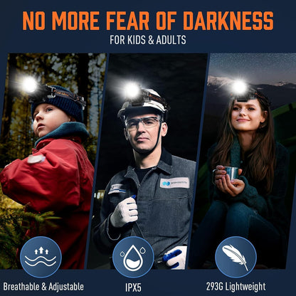 MIAOKE 100000 lúmenes LED Recargable para Senderismo, Camping, Caza, Faros súper , zoomable, Pantalla de alimentación Digital, 4 Modos de luz Ajustable Impermeable con Rojo