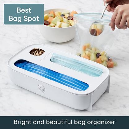 YouCopia StoraBag - Dispensador de bolsas de comida con cajones, 3 ranuras, organizador de bolsas de plástico para almacenamiento de cocina, color blanco