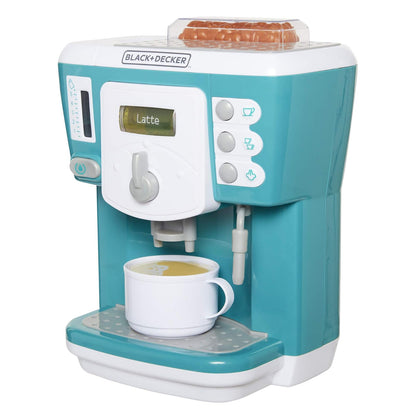 BLACK+DECKER Junior Coffee Maker Role Play Pretend Kitchen Appliance for Kids with Realistic Action, Light and Sound - Plus Toy Coffee Mug for Imaginary Brewing Fun