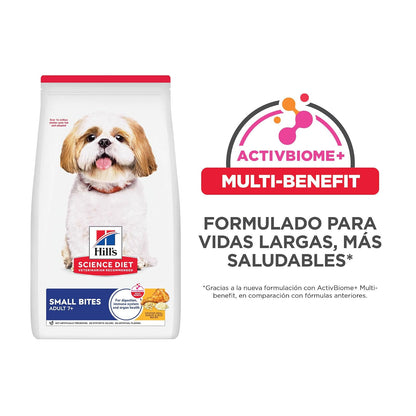 Hill's Science Diet Small Bites Croquetas para Perro Senior Pollo 6.8Kg | Croquetas Hill's para perro, pollo real, razas pequeñas, soporte envejecimiento, salud de corazón y riñones