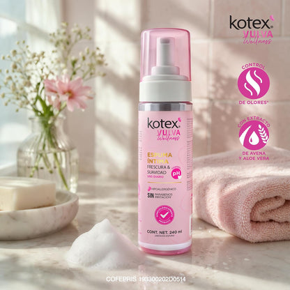Espuma Íntima Kotex, Vulva Wellness 240 ml