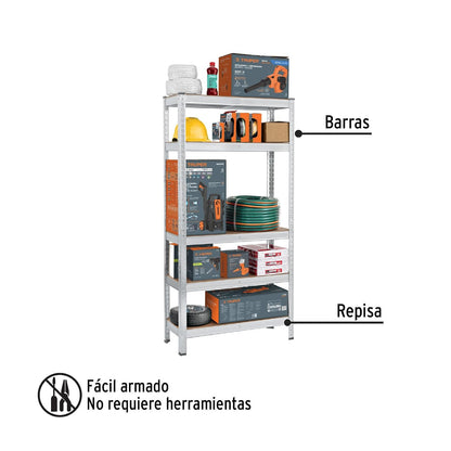Pretul ESME-351, Estante metálico 5 repisas MDF 150 x 30 x 75 Capacidad 35 Kg
