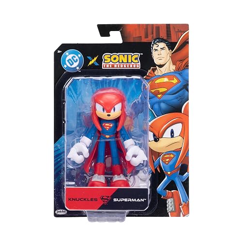 Jakks Pacific DC x Sonic The Hedgehog Figura de Acción Premium de 5 Pulgadas, Personajes Crossover Articulados (Shadow Batman, Tails Cyborg, Knuckles Superman), Edición Coleccionista, Multicolor